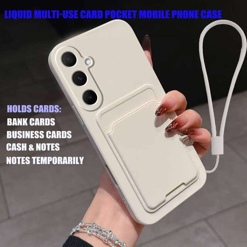 Case for Galaxy A56 Liquid Silicone Card Holder Soft Phone Skin Cover A36A26 5G Shockproof Back Pocket Wallet Funda H260305-image-1096554889