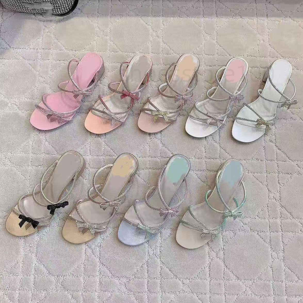 strass fleur arc sandales embellies 4,5 cm talon épais bande étroite à lacets chaussures de soirée enveloppantes pantoufles à talons chaton doré