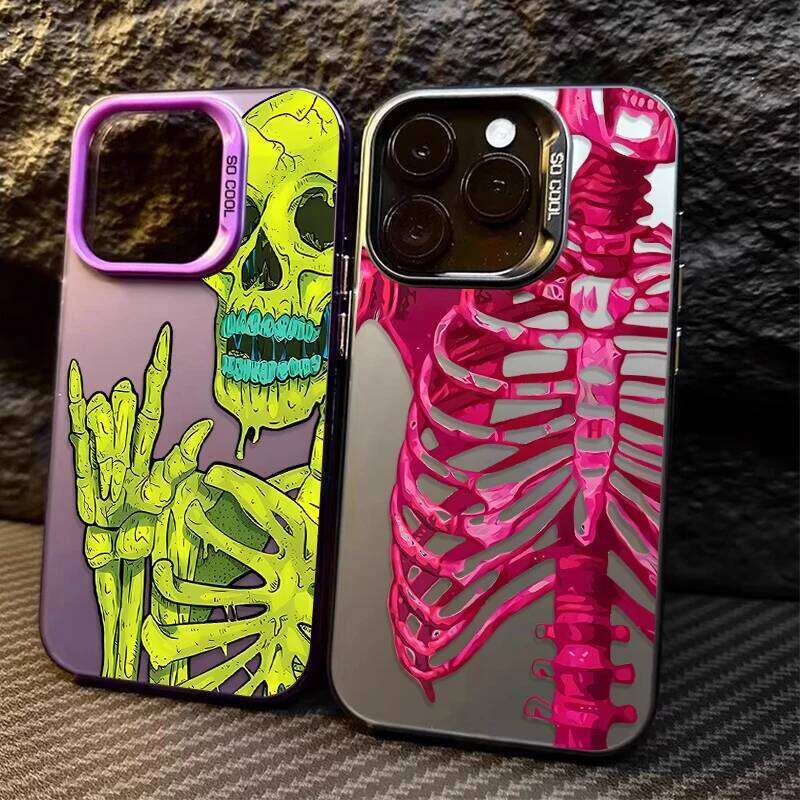 Pink Green Skull Phone Case for iPhone 16 15 14 13 12 11 Pro Plus 17 Air 16E X XR XS Max Shockproof Bumper Cover H260305-image-1096569997