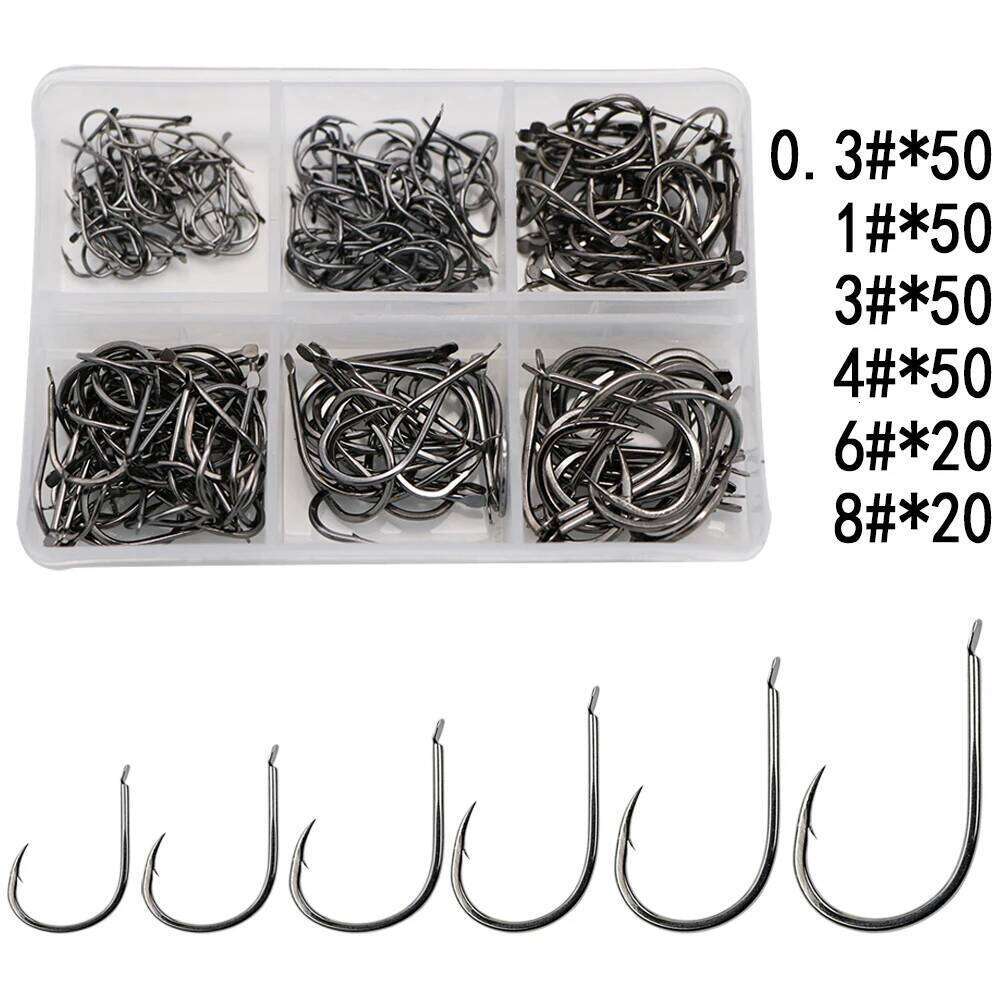240pcs/box Barbed Hooks Carp Single Fishihook Set Fly Fishing Accessories Carbon Steel Jig Sea Hook Y260304-image-1096546240
