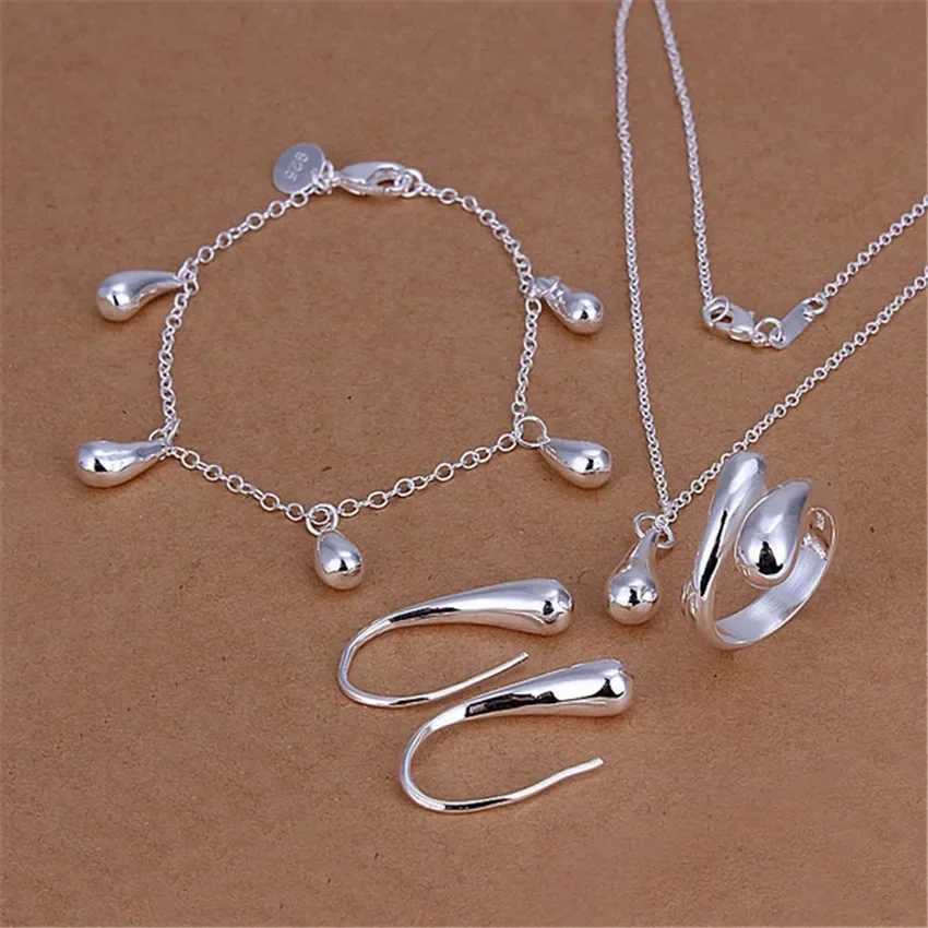 925 Sterling Silver classic Water drop necklace earrings rings Jewelry sets for women Fashion Party wedding gifts H260307-image-1096655060
