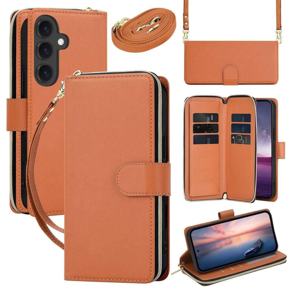 Zipper Crossbody Wallet Leather Case For Galaxy A56 A36 A26 A16 A06 A55 A35 A25 A15 A14 Flip Cover Multi-Functional Bags H260305-image-1096547028