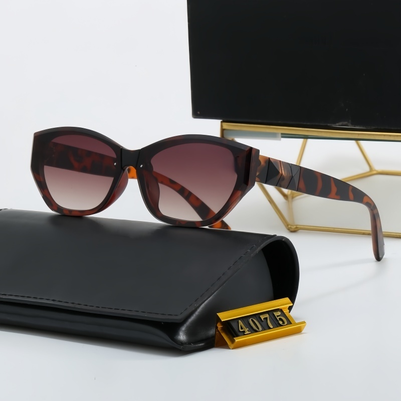 Fashion designer sunglasses men women elliptical lens classic cat eye sunglasses luxury letter logo driving party travel beach shades with box 4075