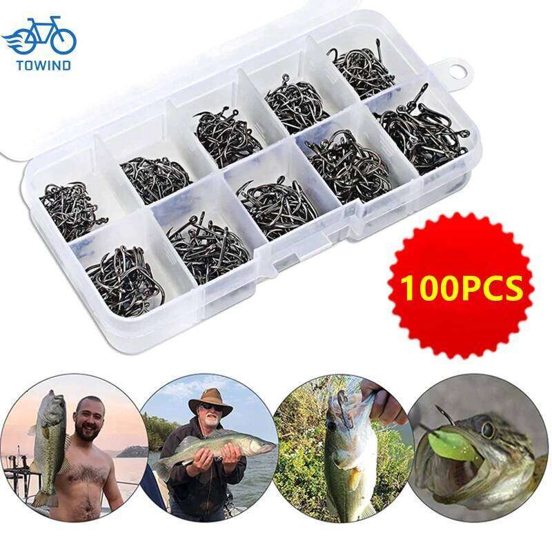 Hot 100PCS Set Carbon Steel Single Circle Hook Fly Fishing Jip Barbed Carp Hooks Sea Tackle Accessories Y260304-image-1096547325