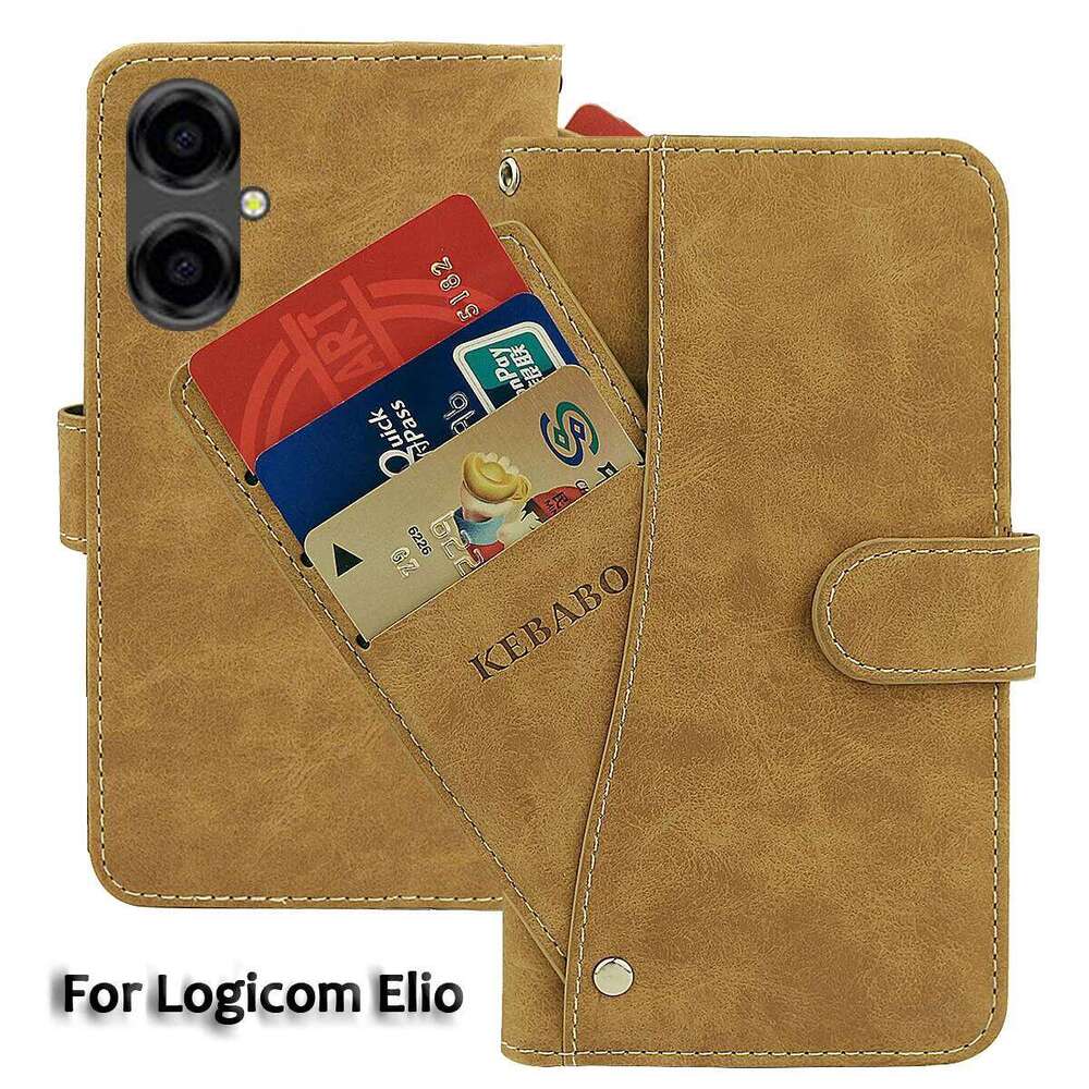 Vintage Leather Wallet Logicom Elio Case 6.74" Flip Card Slots Cover Magnet Phone Protective Cases Bags H260305-image-1096556669