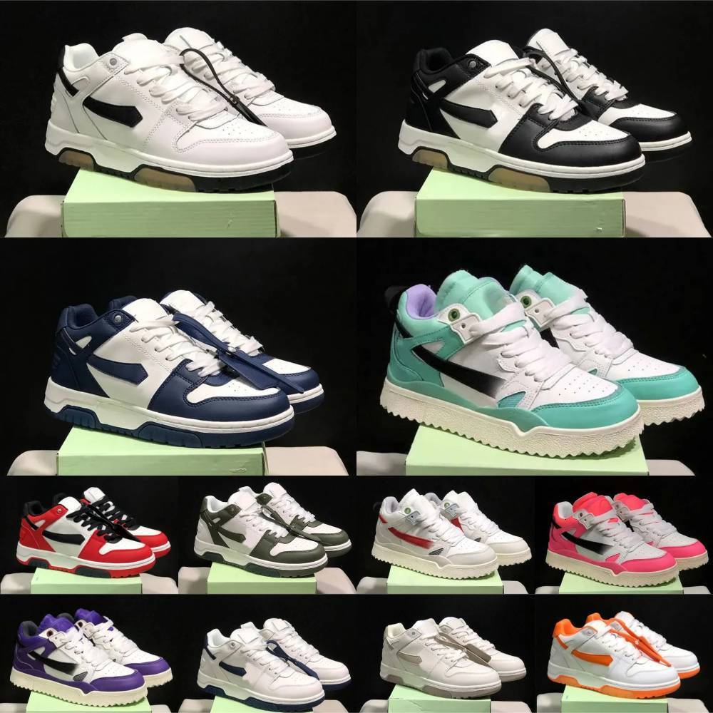 Designer Out Of Offices Brand Casual Shoes Trainers Mens Womens White Black Navy Blue Grey Calf Leather Top Lemon OOO Plate-forme Luxury Couples Out