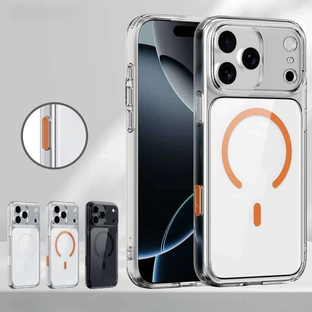 Magnetic Phone Case For iPhone Pro Max 17Air 17Pro 17 Transparent With Camera Button Wireless charging Cover H260305-image-1096543430