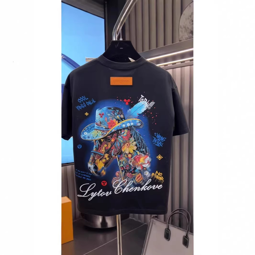 Luxury Brand Designer Clothes 2026 Year Of The Horse Limited Edition New Versatile Embroidered Pattern Casual Loose Pullover Short Sleeve Spring Sum