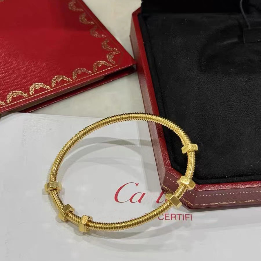 luxury Designer for Screw texture Nut style bracelet women Diamond free version classic exquisite and elegant Unisex jewelry Top Polishing Proces-image-1103882125