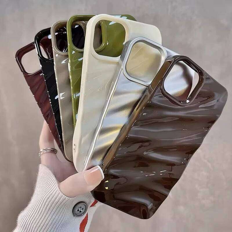 3D Wavy Pattern For iPhone 16 Pro Max 15 14 13 12 Plus 11 Solid Color Glossy Soft Silicone Case Phone Bumper H260305-image-1096583200