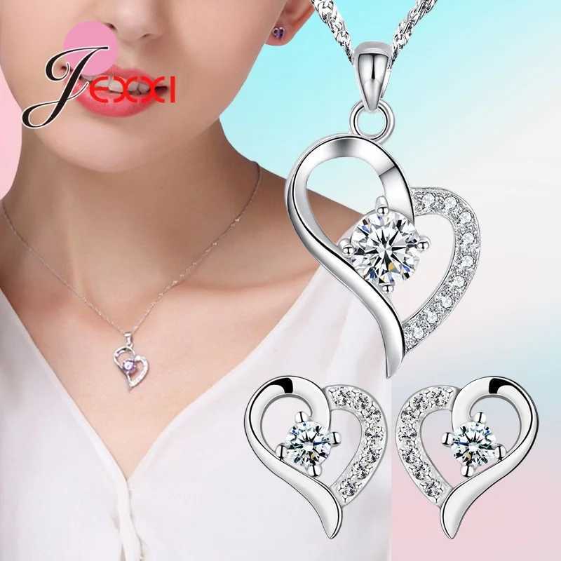925 Sterling Silver 2023 New Arrival Various Styles Peach Heart Shape Smart Necklace Earrings Jewelry Sets For Women Girls H260307-image-1096654623