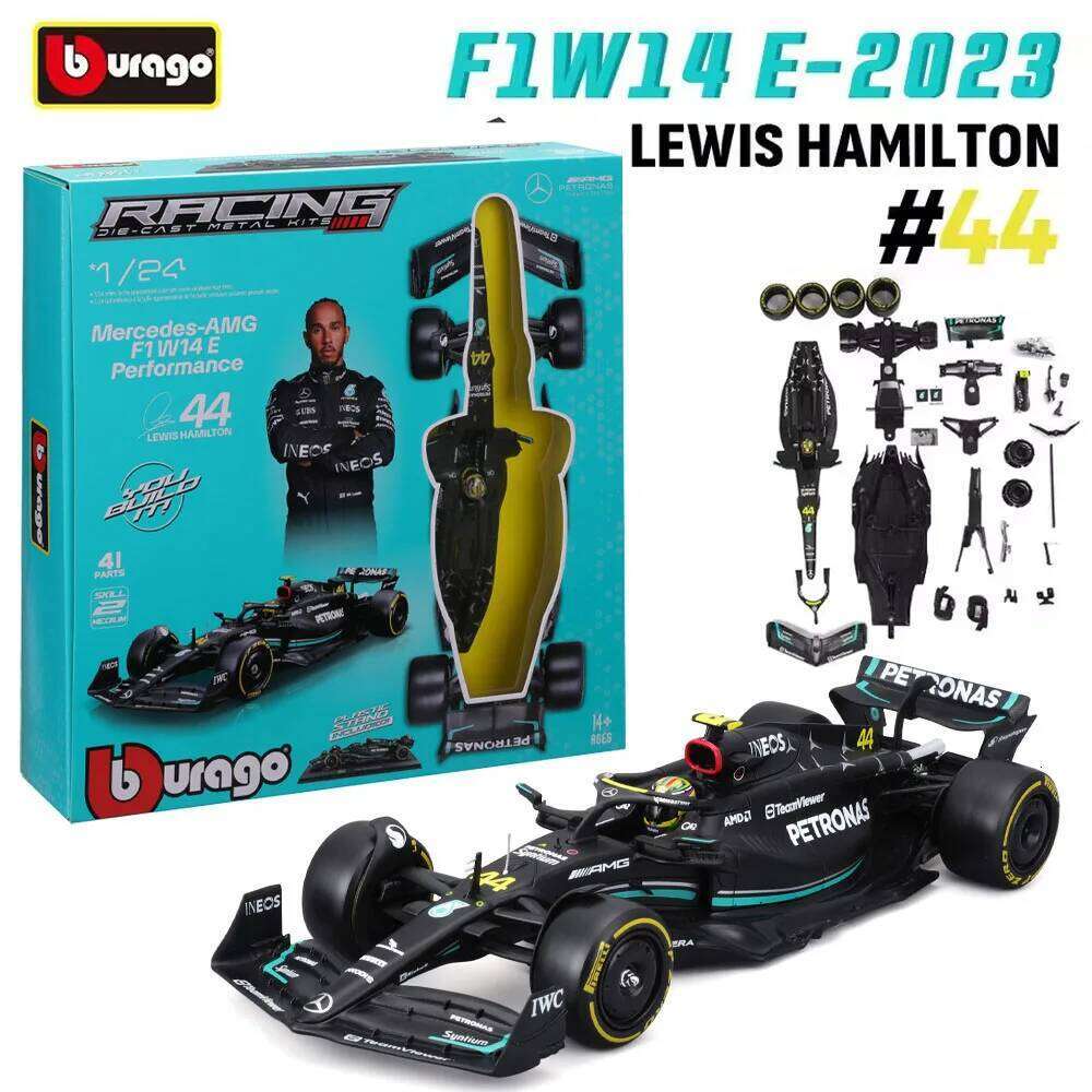 New In Stock Bburago 1:24 Mercedes-Amg Team W14 Diy Assembly Alloy Miniature Diecast Model 44# Hamilton F1 Car Custom Toys Z260307-image-1096579835
