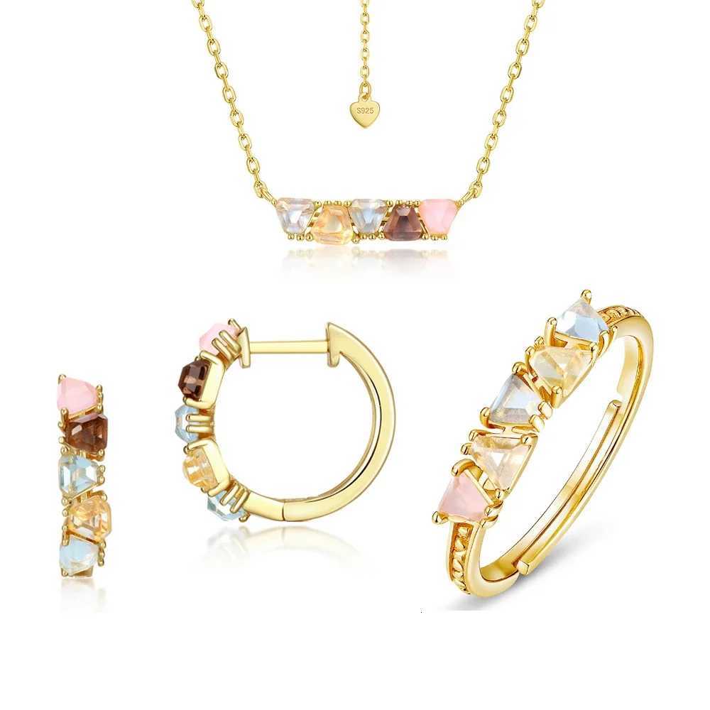 ALLNOEL Womens Natural Topaz Rose Quartz Gemstone Jewelry Set Earrings Necklace Ring Wedding Birthday Fine Jewelry Gifts H260307-image-1096655097