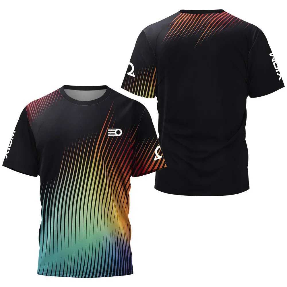 2026 Summer Table Tennis Triped Men T-Shirt Badminton Top Quick Drying High Performance Summer Comfortable And Cool Ts Tops L260526