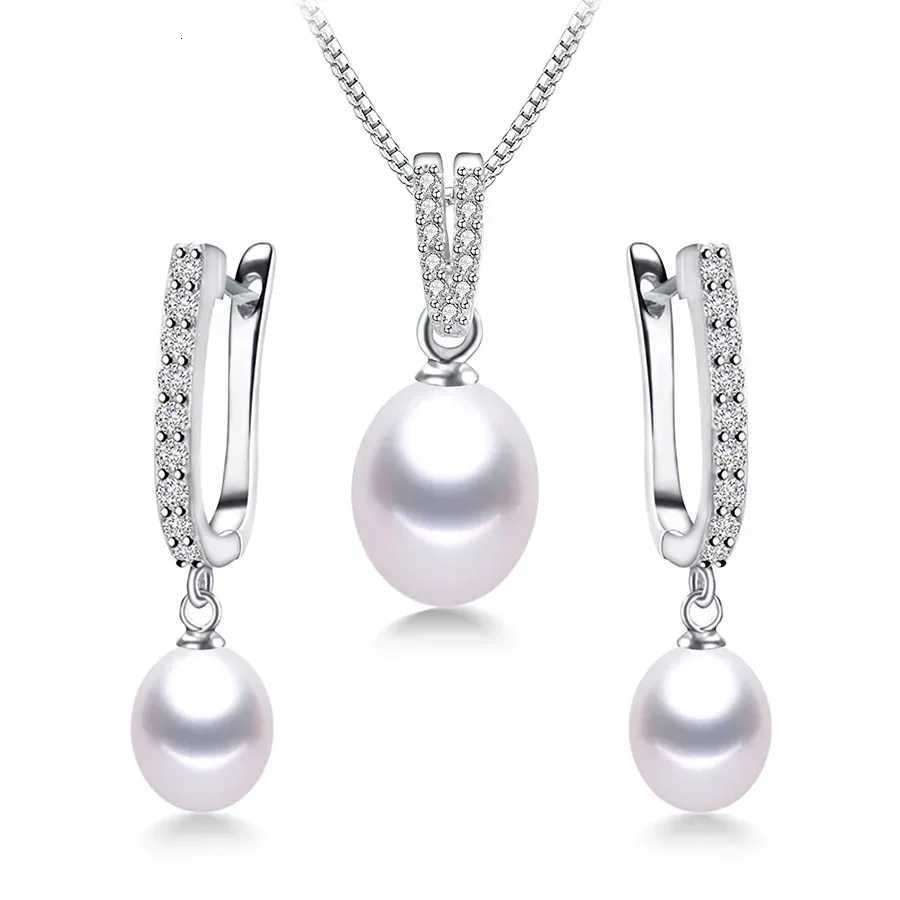 Dainashi 4 Colors New Arrival Women Hot Sale 925 Sterling Silver Natural Freshwater Pearl PendantEarrings Jewelry Set8-9mm H260307-image-1096654959