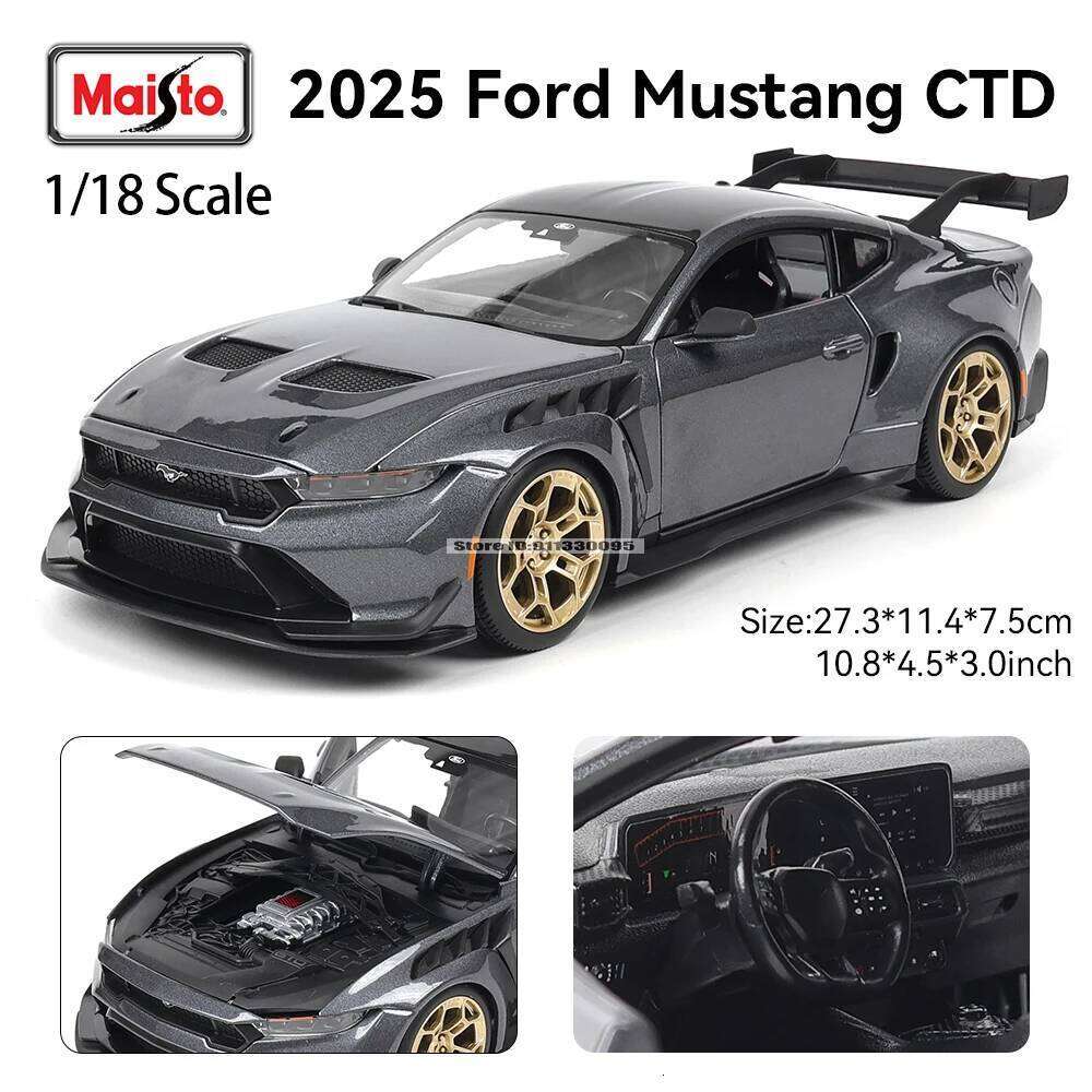 Maisto 1:18 2025 Ford Mustang CTD Car Static Die Casting Model Collection Toy Gift Black base Z260307-image-1096577879