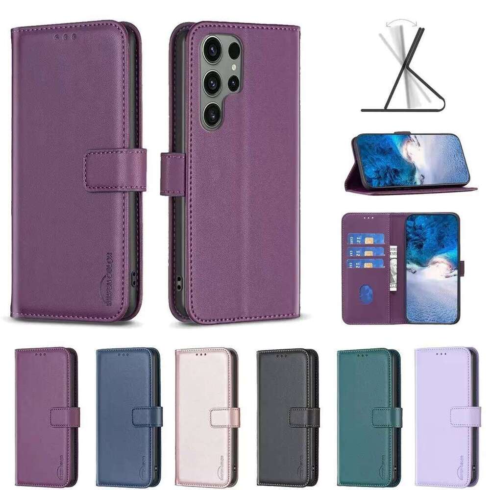 Flip Leather Wallet Case For Galaxy S24 Ultra Plus S23 FE A71 A72 A73 Xcover 7 S22 S21 H260305-image-1096549242