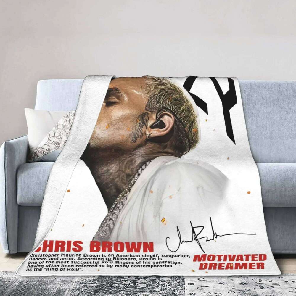 Chris Brown Blanket Super Soft Quality Bedding Throw Couch Chair Sofa Bed Winter Aesthetic Duvet for Boy Girl S26-image-1096585803