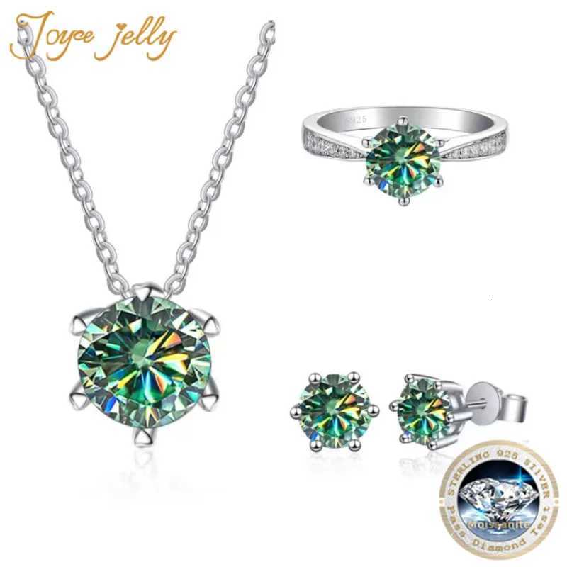 JoyceJelly Moissanite Jewelry Set With 1CT D Color VVS 3EX moissanite stone pass diamond test Wedding Luxury Fine Jewelry gift H260307