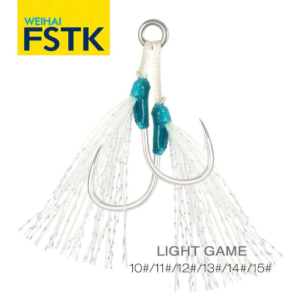 WEIHAI FSTK Metal Jig Assist Double Hooks Pesca High Carbon Steel Sea Fishing Hook UV fiber glow hook Slow Jigging Peche Y260304-image-1096546135