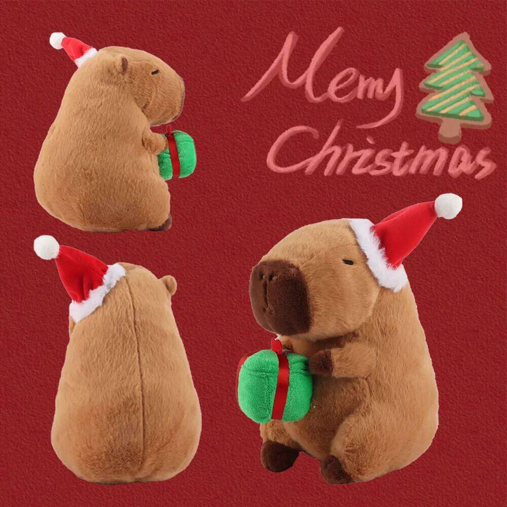 Kapibala Capybara peluche Capibala tenant cadeau mignon exquis Animal en peluche jouet arbre de noël maison décor de noël R260908