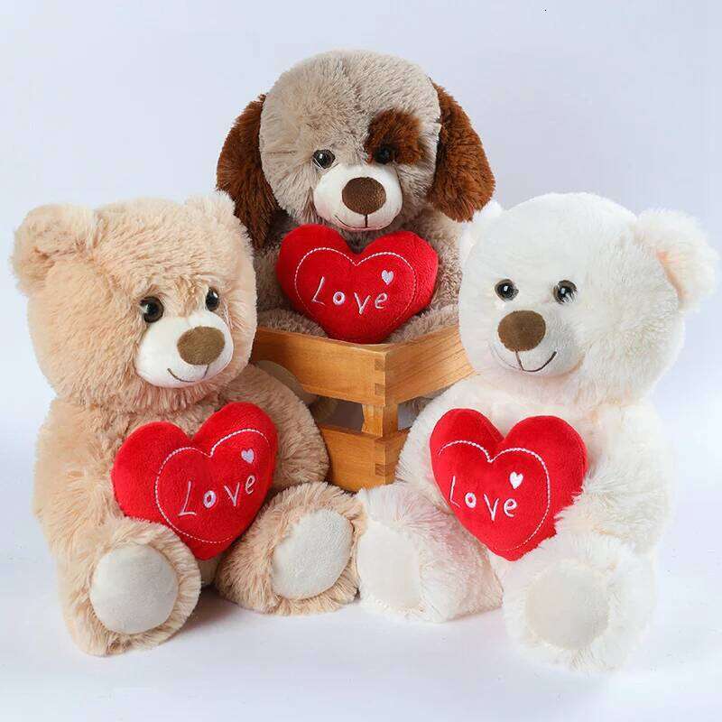 30cm Valentine's Day Plush Toy - CuteLove Dog & Love Bear Soft Stuffed Animal Gift for Her, Girlfriend, Kids Sofa Decor W260306-image-1096688162
