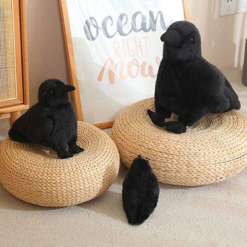 30cm Realistic Crow Plush Toy - Lifelike Stuffed Animal Raven, Soft Halloween/Christmas Gift for Kids Bird Lovers Home Decor W260306-image-1096687618