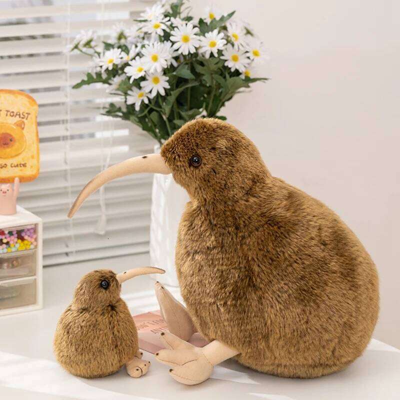 Cute Cartoon Kiwi Plush Toy Fluffy Brown Feathers Kawaii New Zealand Plushie Adorable Flightless Bird Gift for Kids Animal W260306-image-1096693841