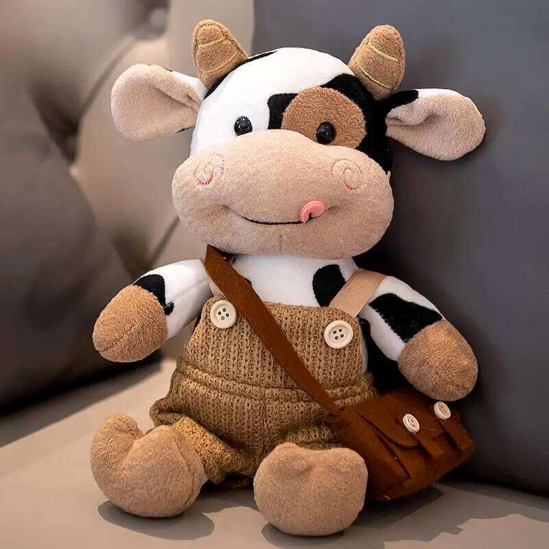 26CM Simulation Cattle Animals Toys Cartoon Milk Plush Doll Soft Stuffed Sweater Cow Pillow Home Decoration Toy W260306-image-1096687561