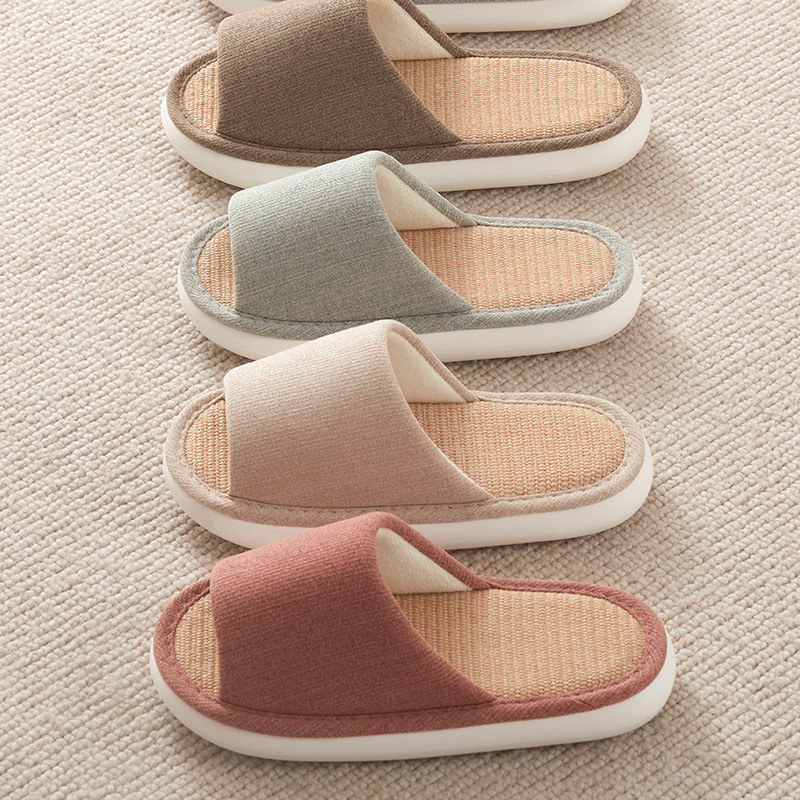 BN02 All-Year-Round Unisex House Shoes Crafted from Soft Linen Blend Fabric