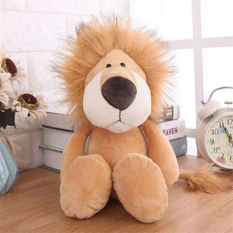 Stuffed Plush Animals Soft Dolls Jungle Lion Elephant Tiger Dog Fox Monkey Deer Children Gift Kawaii Baby Kids Hobbie Toys W260306-image-1096687568