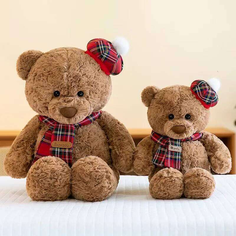 1PC 25cm/9.84in Cute Baker Bear Plush Toy Soft Hugging Pillow Doll Cartoon Chef Stuffed Animal Room Decor Birthday Gift W260306-image-1096695122