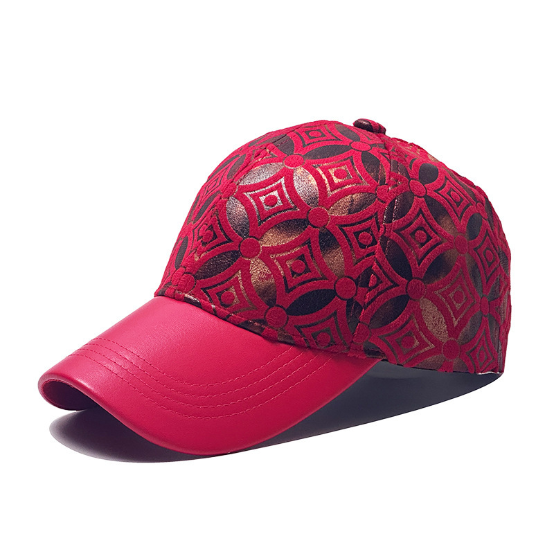 2026 New Designer Luxury Brand Spring And Autumn Men's And Women's Baseball Caps Personalized Embossed Floral Design Leather Brim Hardtop