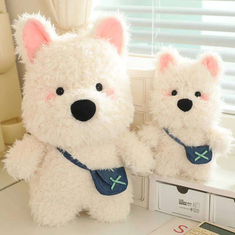 Cute backpack West Highlands dog white puppy milk plush toy grab rag doll event gifts W260306-image-1096690200