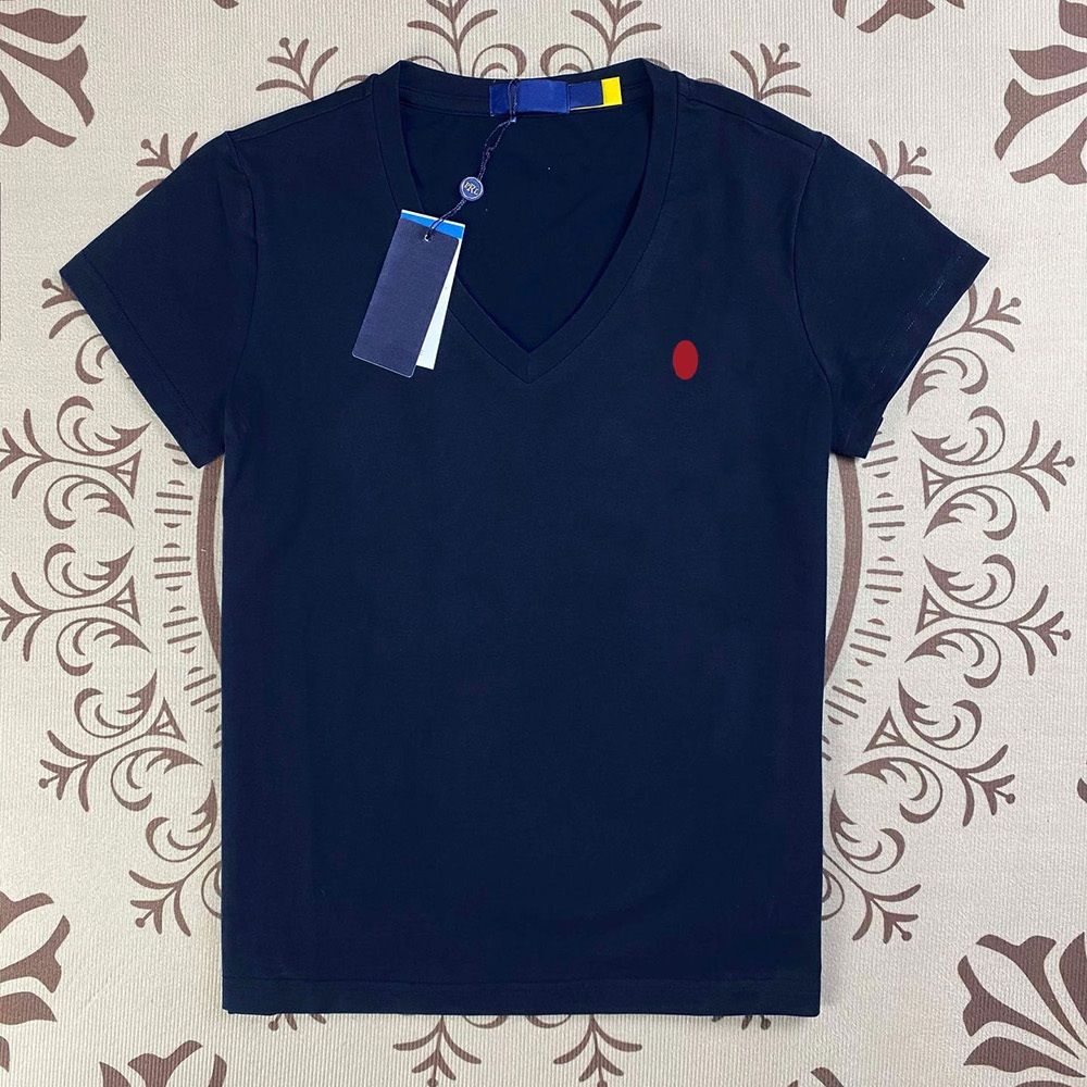 Pop Designer TShirt Womens V-Neck Pure Cotton Clothing Breathable Shirts Slim Embroidery Polo Raph Tee Tshirts Trendy Short Sleeve Sweatshirt For Wo