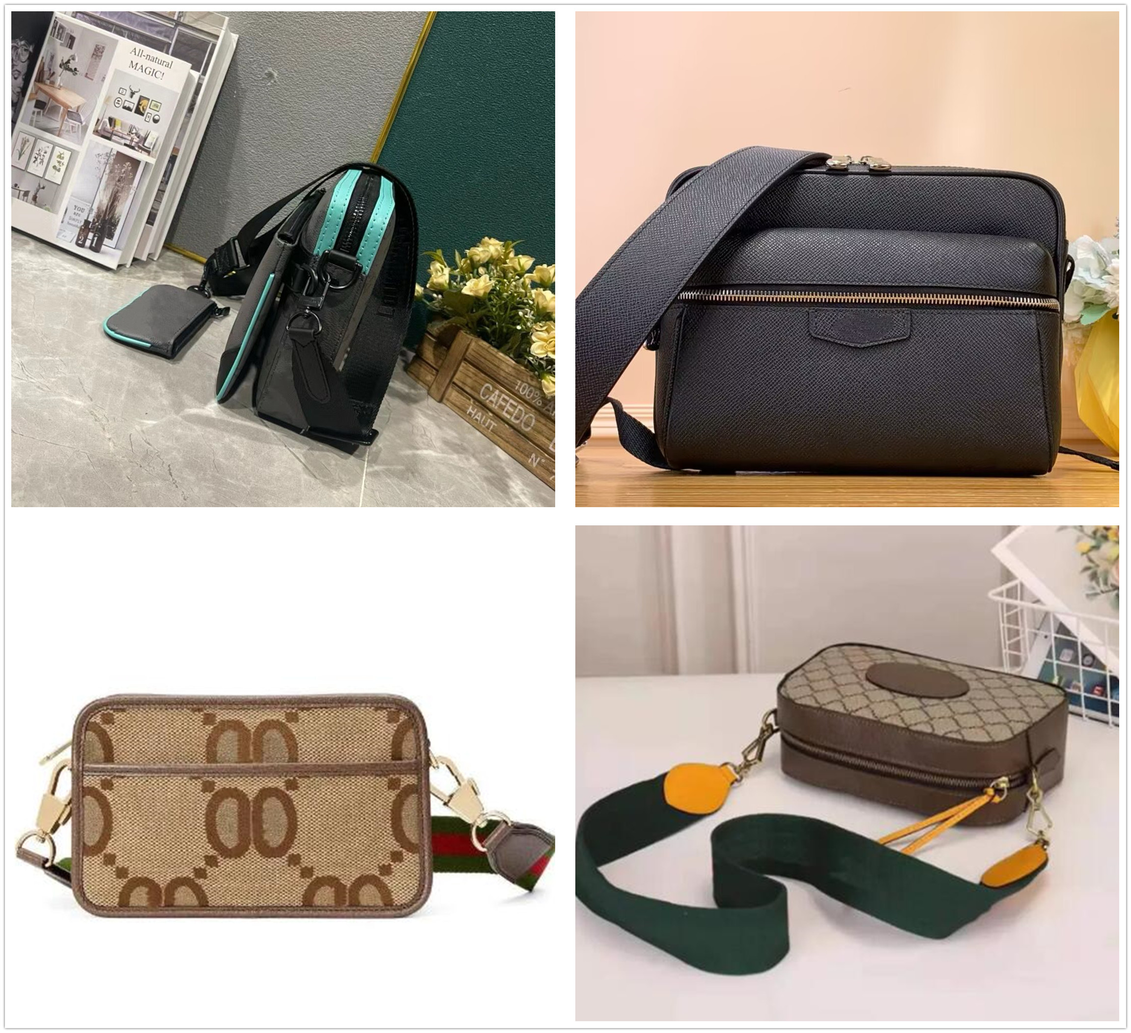 bag men Trio messenger Bag designer bag tote bags briefcases handbag shoulder bags Crossbody Bag briefcase genuine leather bag purse 7a 69443 30233