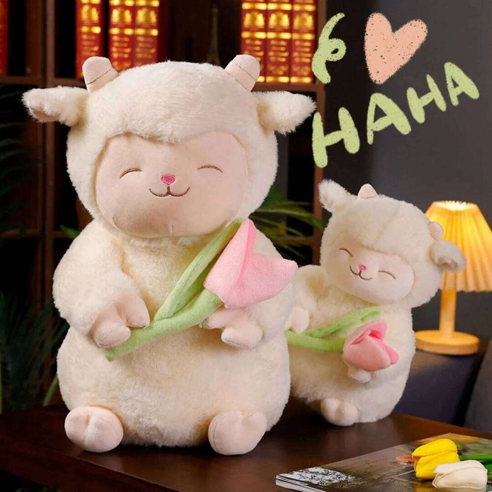 1pcs25cm cute tulip lamb baa plush toy hugging flower sheep children soothing rag doll gifts W260306-image-1096696218