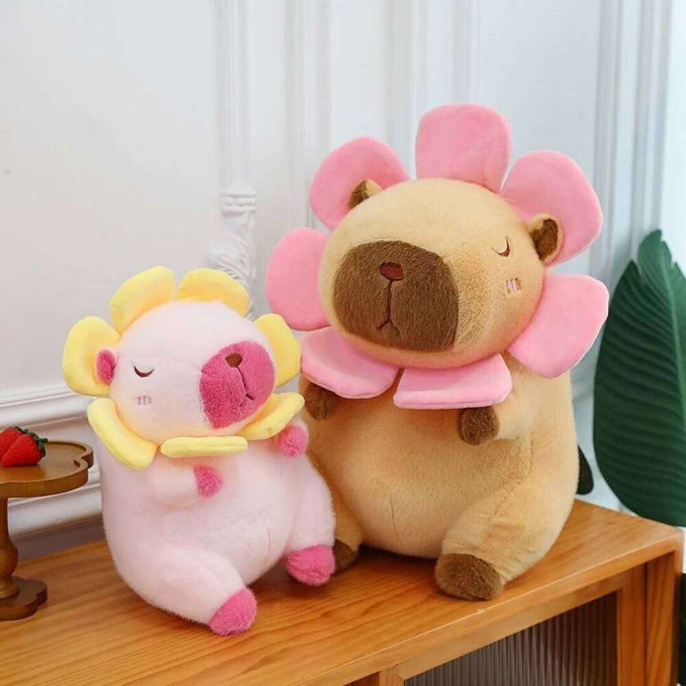 1pc 30cm/11.81in Cute sunflower doll throw pillow, capybara large doll, plush toy, children's birthday gift W260306-image-1096690138