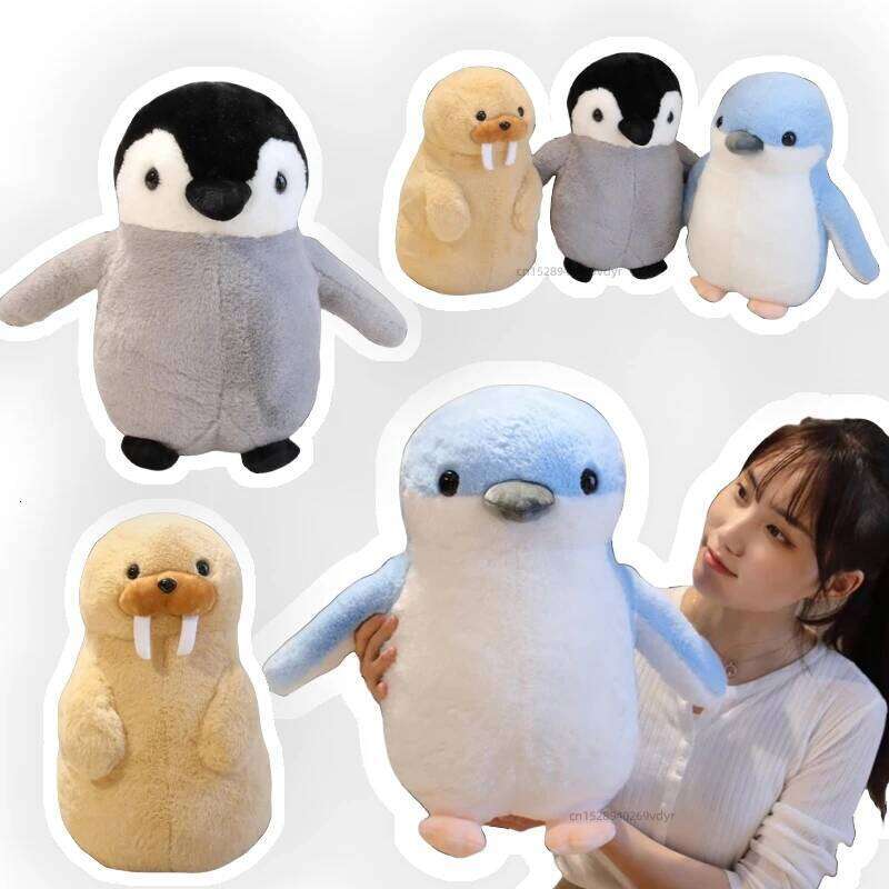 Kawaii 35/45cm Aquarium Standing Penguin Walrus Marine Organism Animals Soft Dolls PillowHigh Quality Christmas Halloween Gifts W260306-image-1096683771
