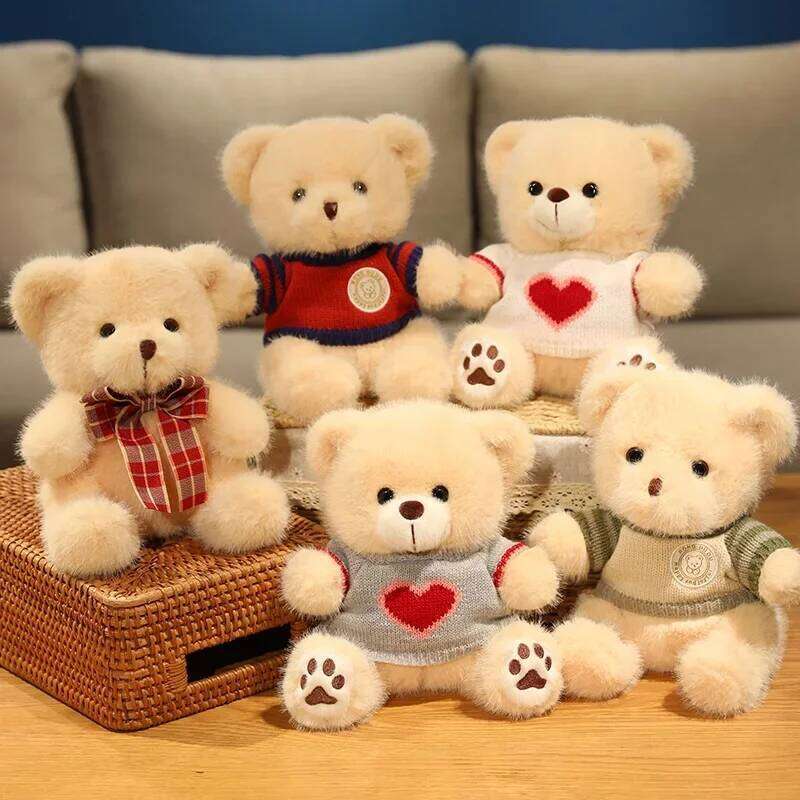20cm Good Quality Heart Sweater Bear Plush Toys Boys Girls Lovely Cartoon Animals Stuffed Dolls Christmas Birthday Present W260306-image-1096691134