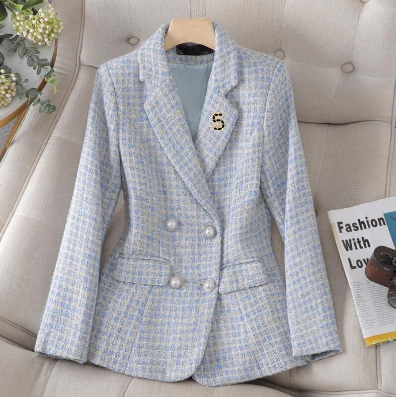 high quality designer suit for women luxury womens blazer spring plaid woolen jacket coat woman clothing CH86