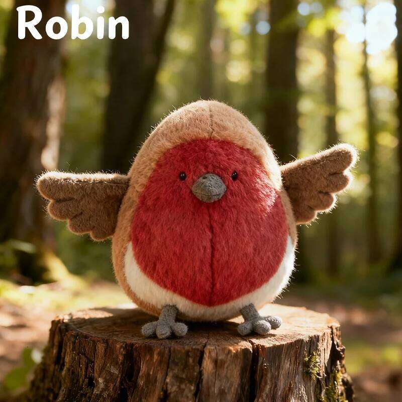 Kawaii Robin Plush Toys Soft Skin-friendly Sleep Companion Realistic Desktop Decorative Item Birthday Gifts For Friends Children W260306-image-1096684011