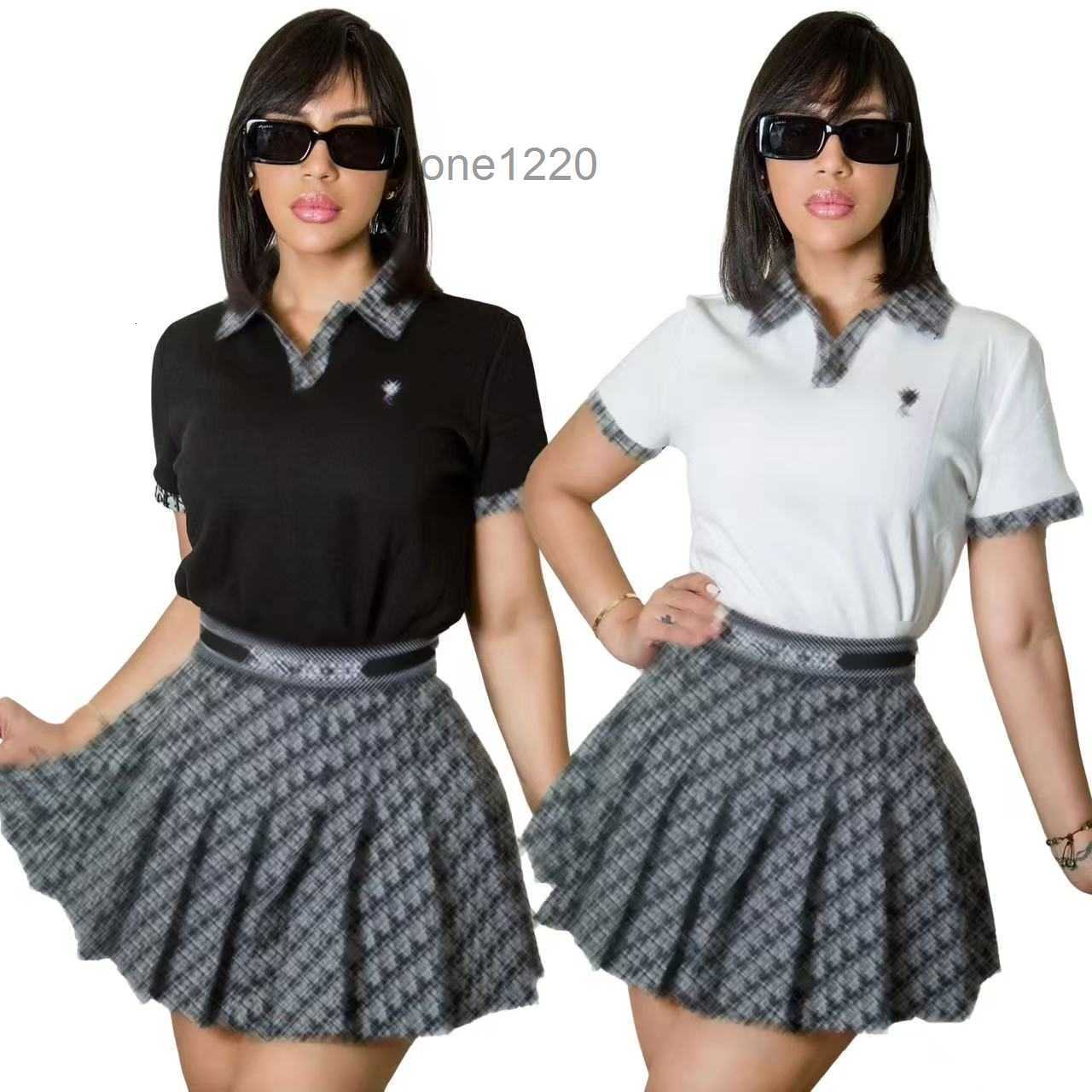 Designer Sexy Girls Tshirt Set Summer Femmes Y2K Tshirt Set Mode Full Body Lettre Imprimer Jupe plissée à manches courtes Mode Respirant Tees Vêt