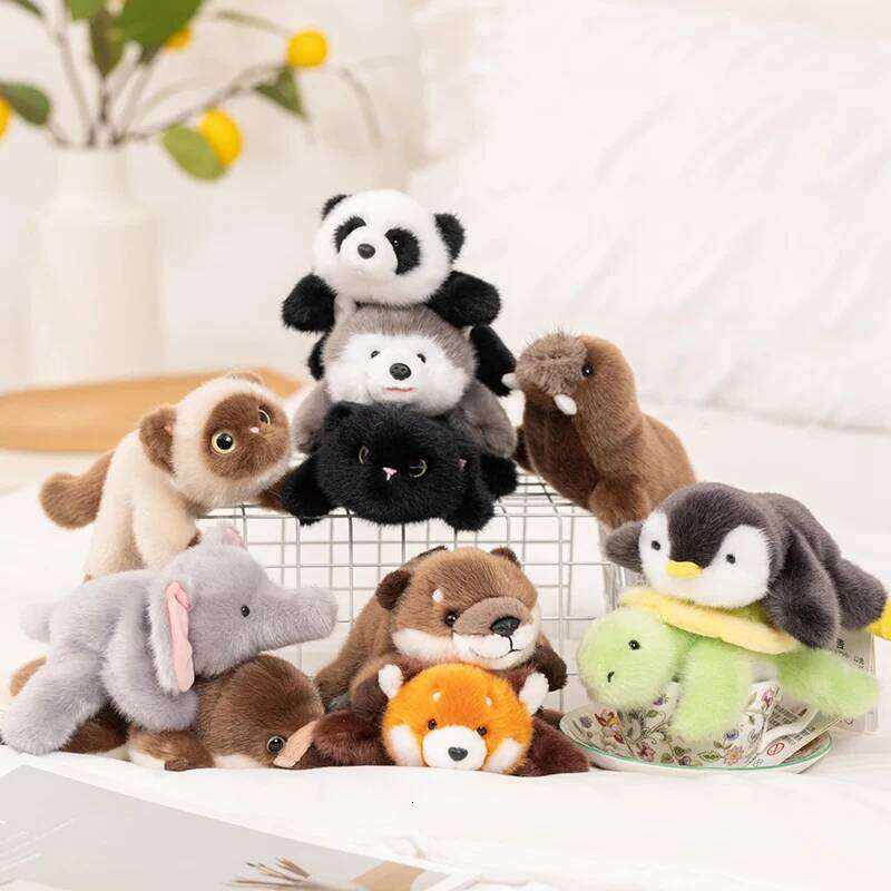 Cute Lying Down Desktop Animals Red Panda Fox Penguin Platypus Cat Otter Set Magnetic Prone Suction Soft Plush Dolls Stuffed Toy W260306 W260306-image-1096693254