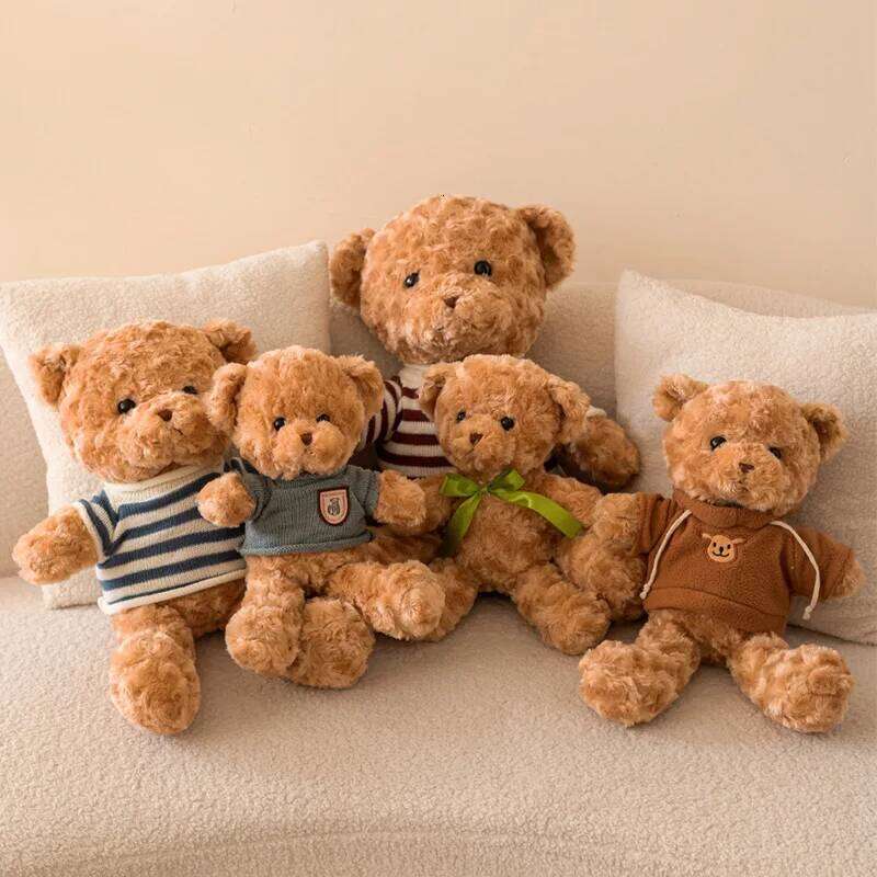 Children's Toy Teddy Festival Party Fun Sweater Birthday Gift Cartoon Plush Doll Brown Bear W260306-image-1096685536