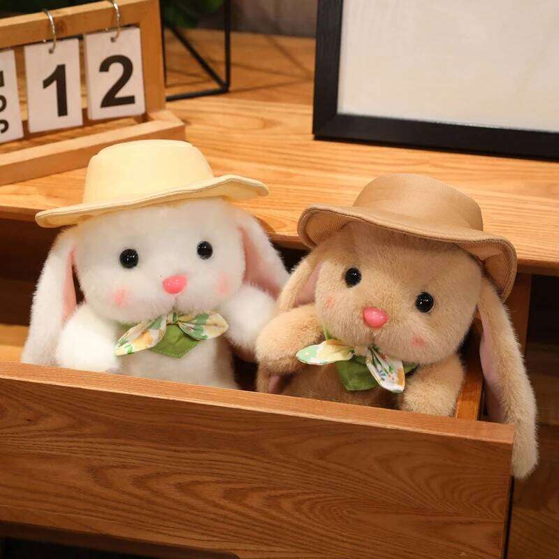 23cm Adorable Rabbit Plush Toy with Hat - and Cuddly Stuffed Animal Super Soft Gift for Kids, Girls, Bunny Lovers W260306-image-1096683695