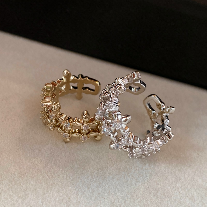 Zircon cross hollow open niche high-end style index finger ring, European and American cross-border trendy personalized women's jewelry-image-1096694906