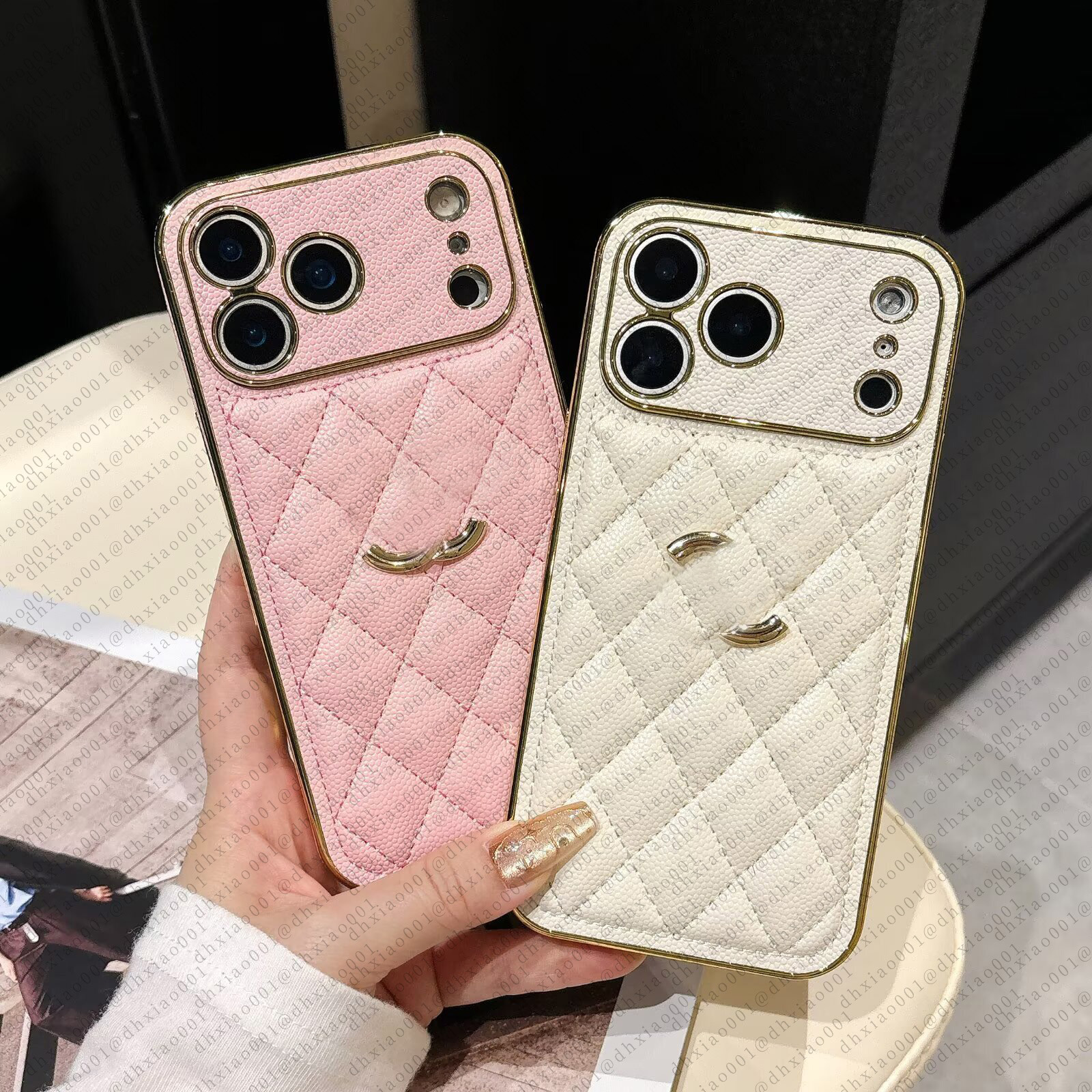For iPhone 17 Pro Max Phone Case Designer iPhone Case iPhone 16 Pro Max 15 14 13 12 15 Plus 16 Plus 17 AIR Phonecases Card Holder Fashion Quilted Le