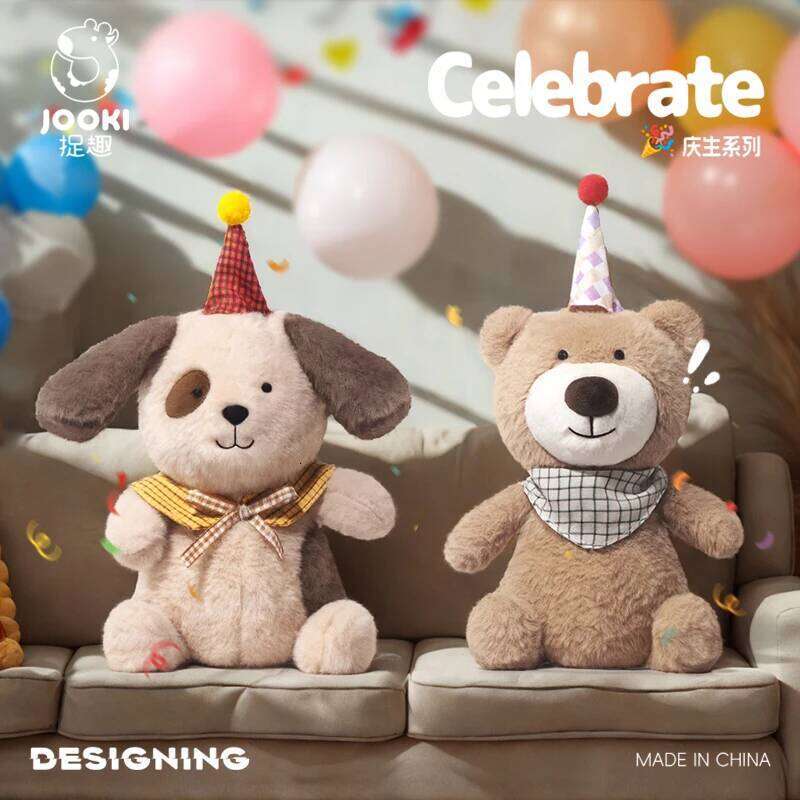 Cute Soft Fluffy Hat Bear Puppy Cats Lamb Stuffed Toy Girlfriend Valentine's Day Kid Birthday Gift Sleep Partner W260306-image-1096688714