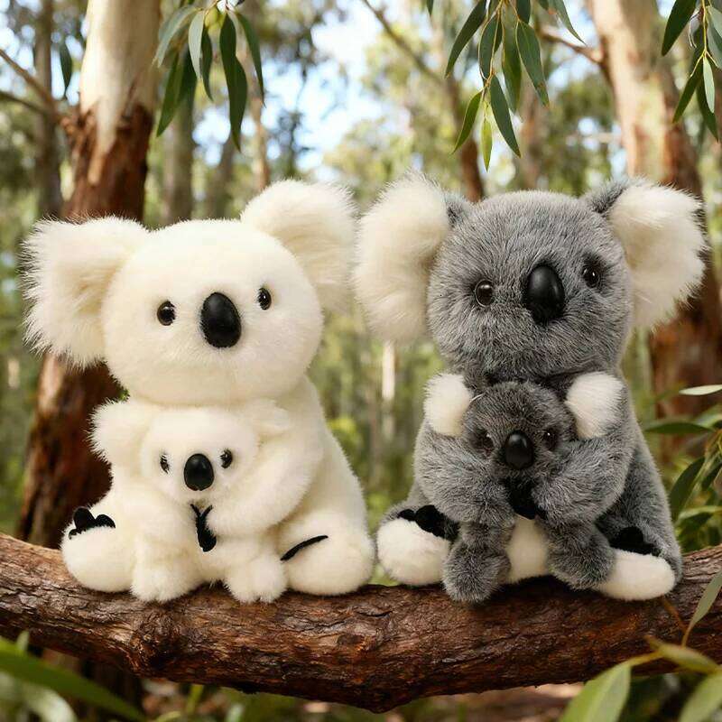 28cm Mother And Child Koalas Plush Toys Exquisite Realistic Simulation Animal Dolls Cute Desktop Decorative Item Gift For Friend W260306-image-1096684234